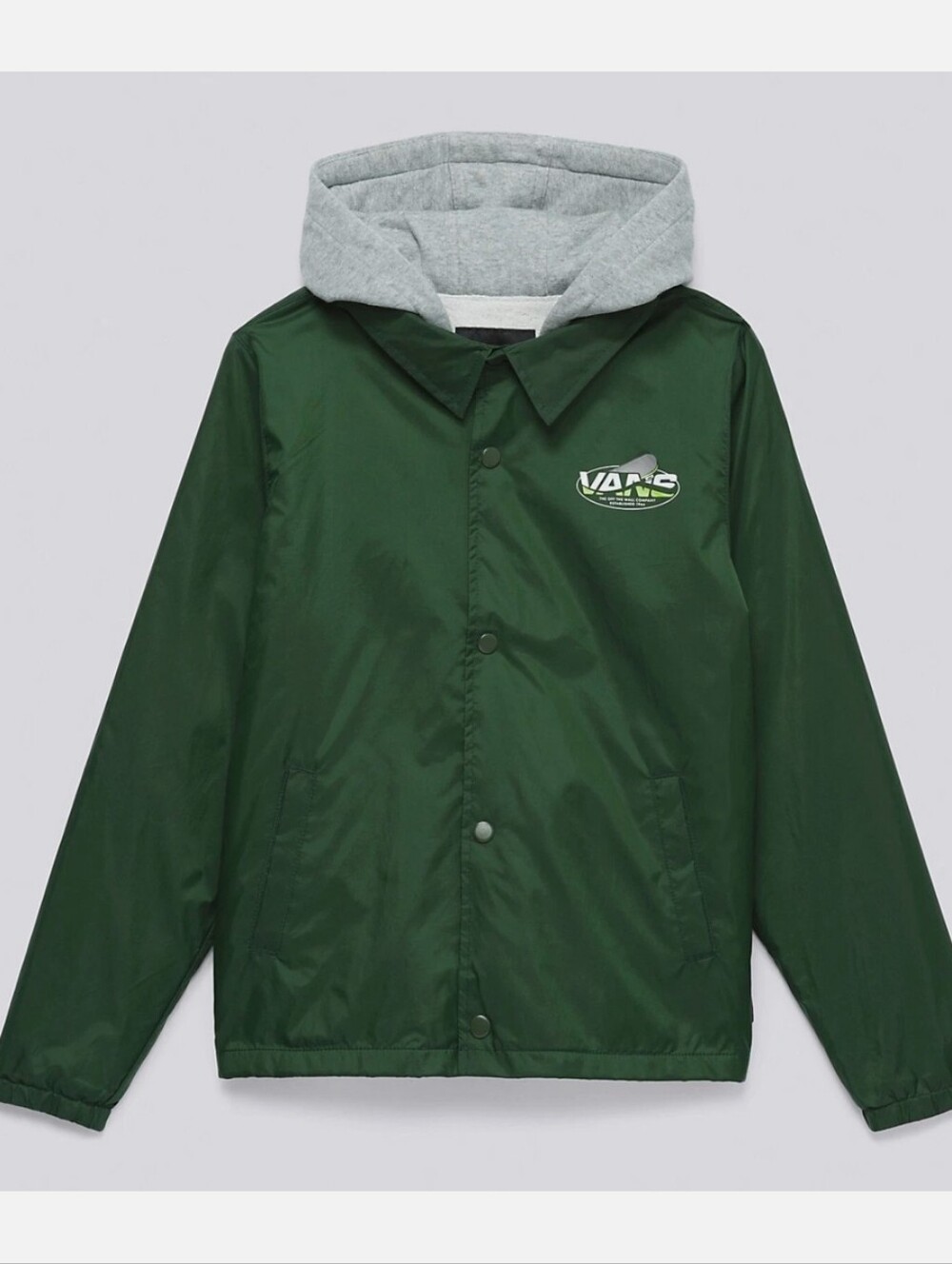 Vans Riley Hooded Coach Jacket Green Boys Size Large